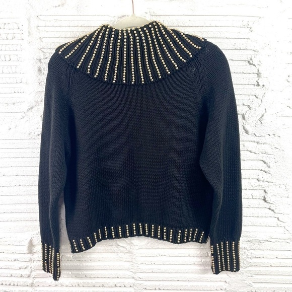 Marmie West Vintage 80s/90s Black Chunky Knit Gold Beaded Eclectic Artsy Glam S - Picture 10 of 13